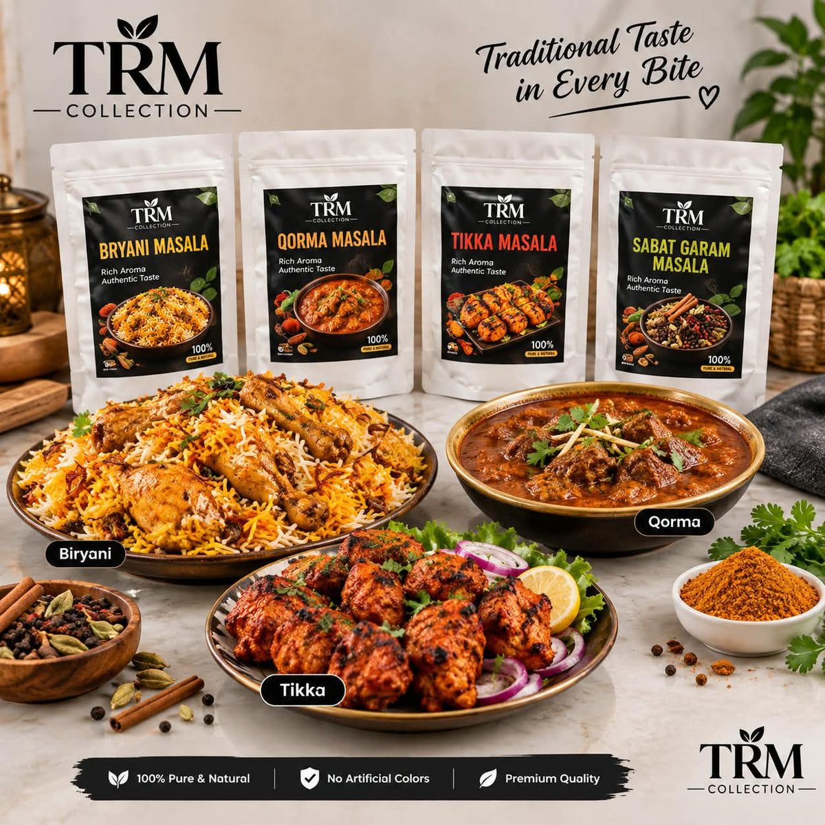 TRM Masala Mix (Tikka, Biryani, Qorma & Kabab) 150g