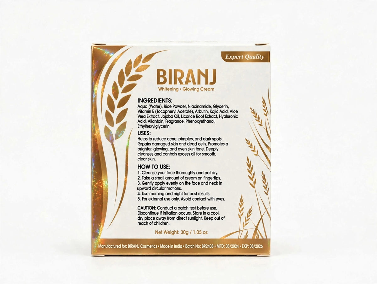 BIRANJ Whitening & Glowing Face Cream – Skin Care Cream for Radiant-Looking Skin