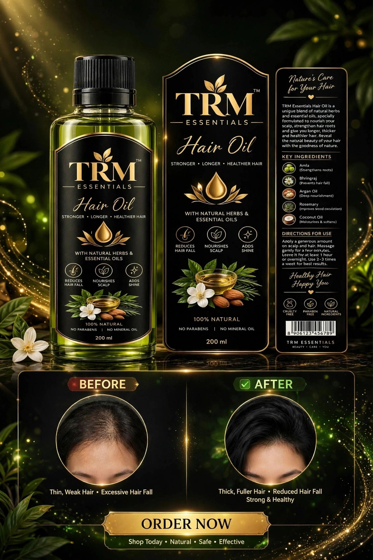 TRM Essentials Herbal Hair Oil – Stronger, Longer, Healthier Hair